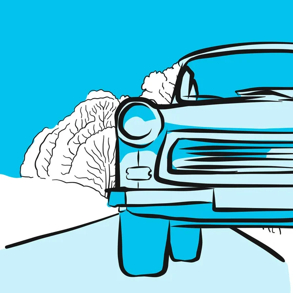 Trabant en hiver sur route glacée — Image vectorielle