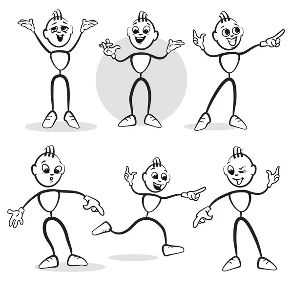 Stick serie de figuras emociones - 9 variaciones — Archivo Imágenes Vectoriales