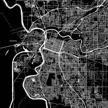 Sacramento, California, vektör harita
