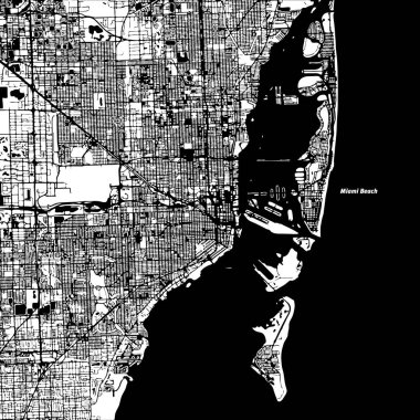 Miami ve Miami Beach vektör harita