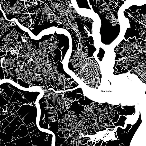 Mapa vectorial de Charleston — Vector de stock