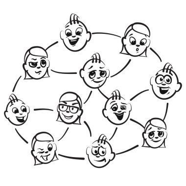 Stick figure series emotions - circle of friend clipart