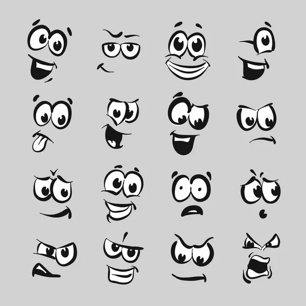 16 Мультфильм лица серии эмоций — стоковый вектор