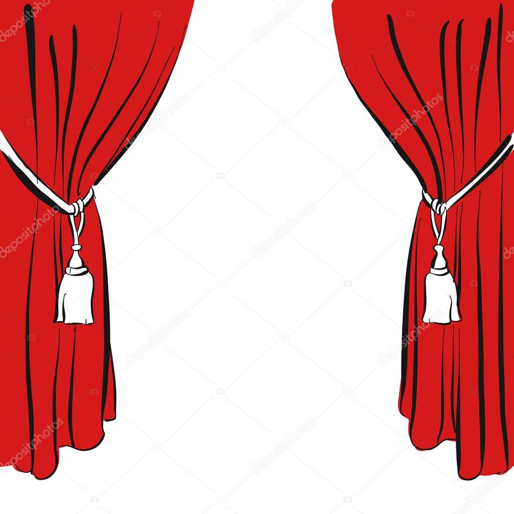 Classic red curtain with drawstring curtain