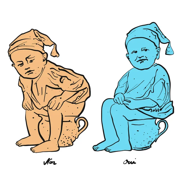 Toilettenmnnchen κάθονται δεξιά — Διανυσματικό Αρχείο