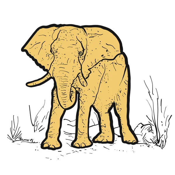 Очертания слонов жёлтого цвета — стоковый вектор