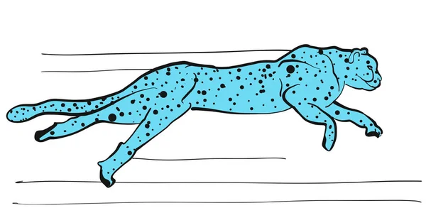 Sketsa vektor Cheetah berwarna biru - Stok Vektor