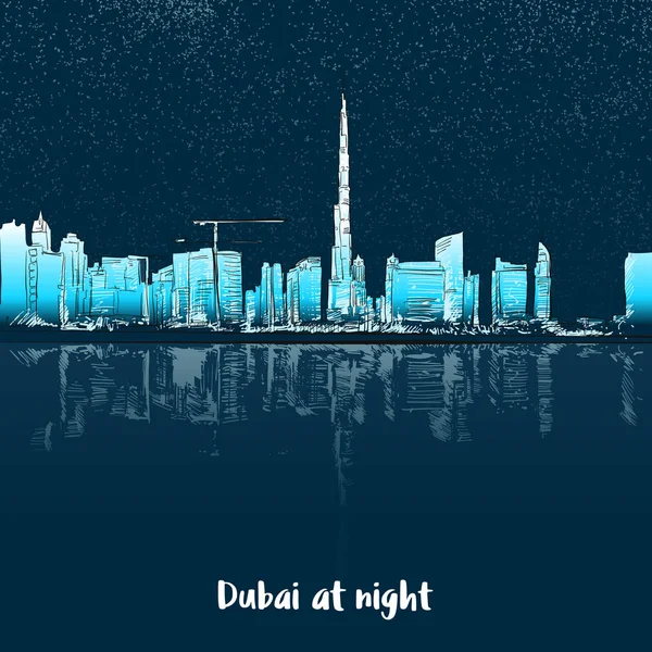 Skylinine Dubaj nocą — Wektor stockowy