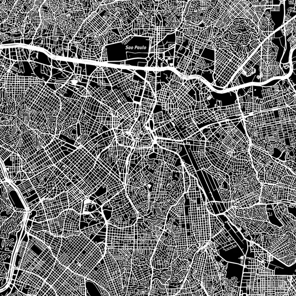 Sao Paulo Mapa de uma cor —  Vetores de Stock
