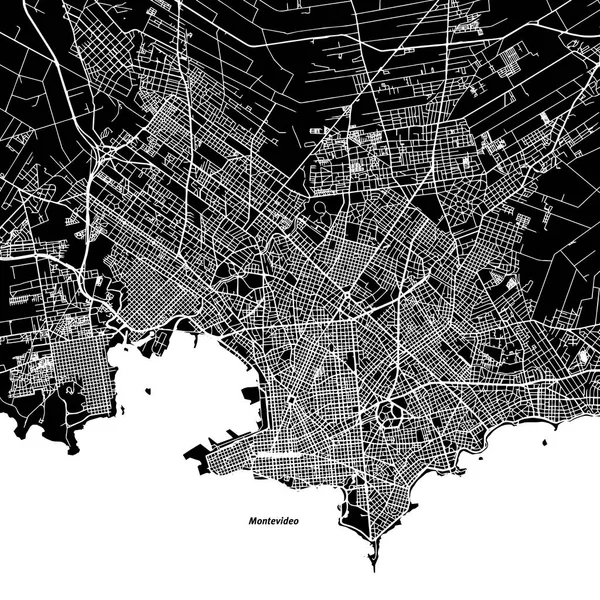Montevideo jednobarevná mapa — Stockový vektor