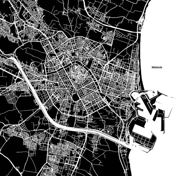 Valencia Mapa vectorial — Vector de stock