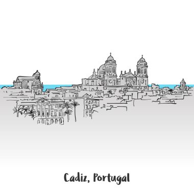 Cadiz, Portekiz Panorama tebrik kartı