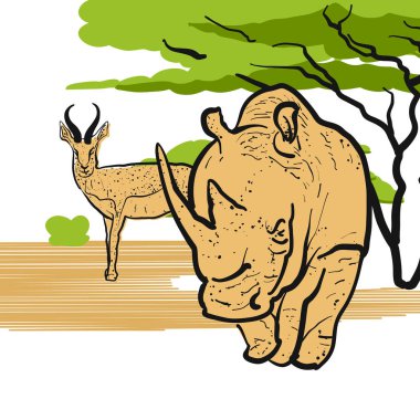 Gergedan ve Savannah Antelpoe