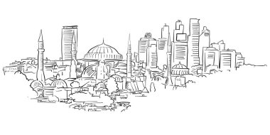 Istanbul manzarası Panorama çizim