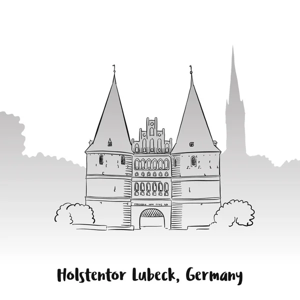 Holstentor Lubeck wenskaart — Stockvector