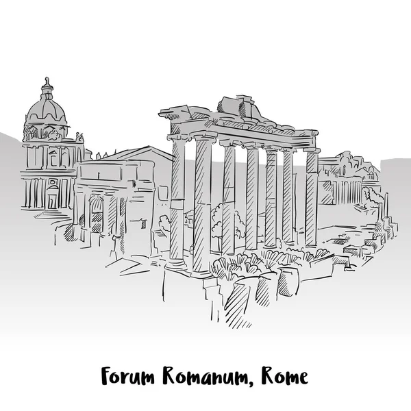 Forum Romanum, Rome, Greeting Card — Stock Vector