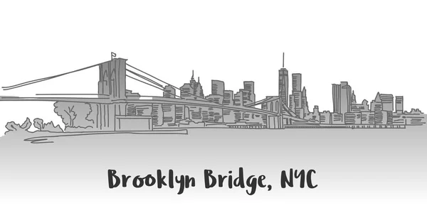 Puente de Brooklyn Manhattan Skyline Landmark — Vector de stock