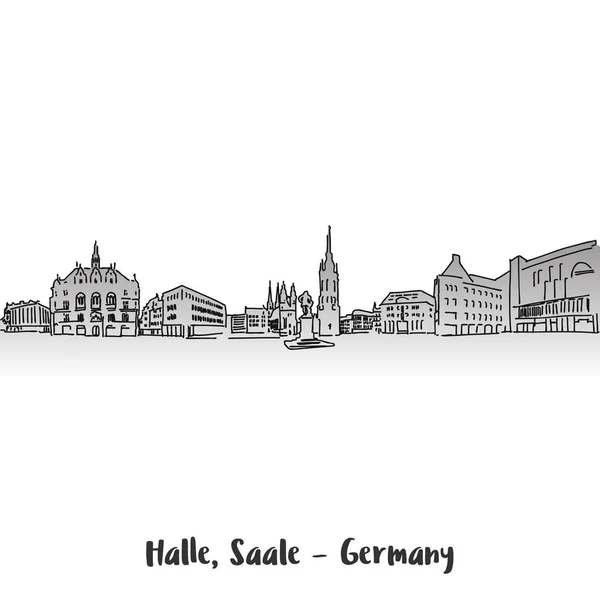 Halle Saale marktontwerp Sqare kaart — Stockvector