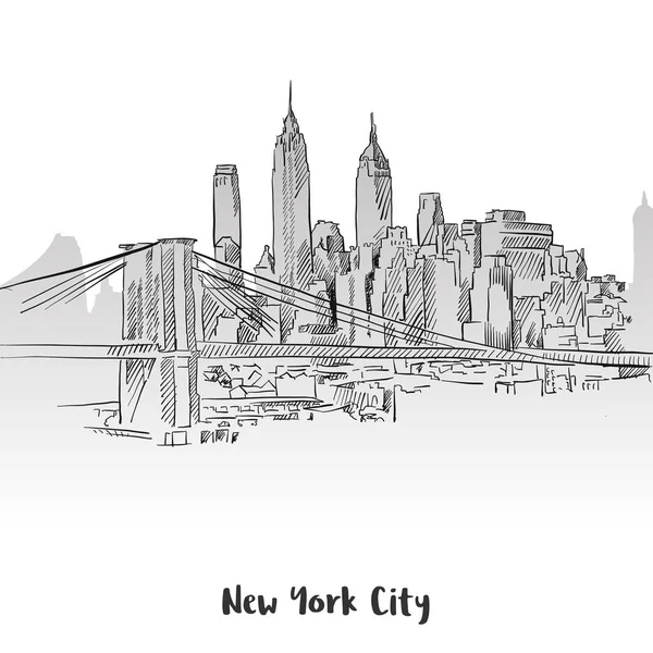 Ciudad de Nueva York Skyline Sketch — Archivo Imágenes Vectoriales