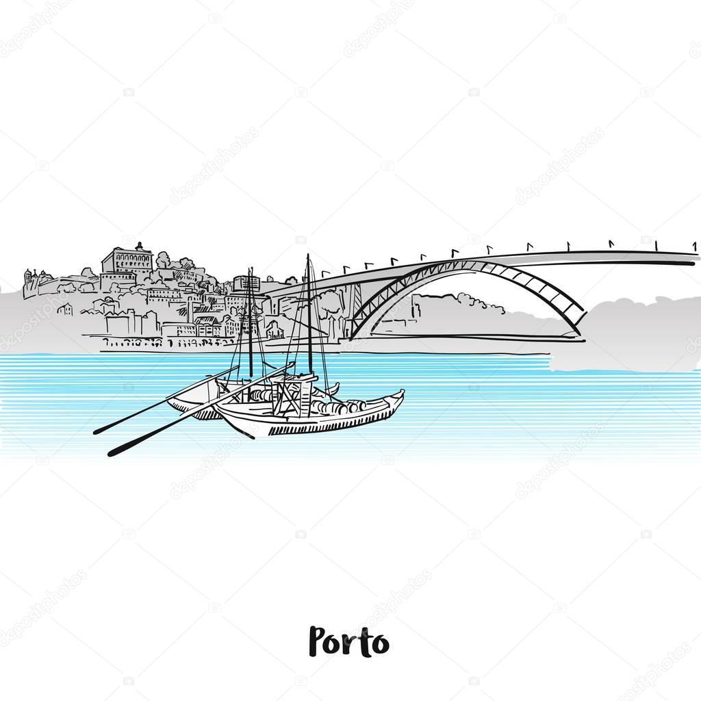 Porto Skyline Greeting Card Design