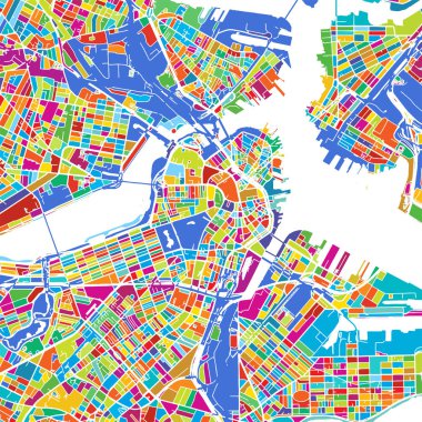 Boston renkli vektör harita