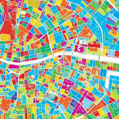 Dublin, İrlanda, renkli vektör harita