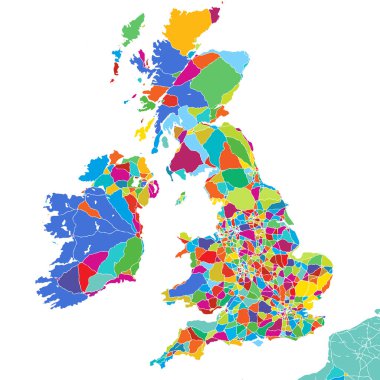 Büyük Britanya'nın renkli vektör harita