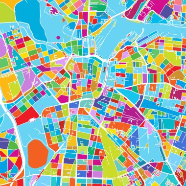 Leipzig, Almanya renkli vektör harita