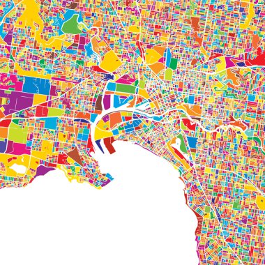 Melbourne renkli vektör harita