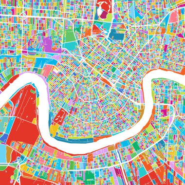 New Orleans renkli vektör harita
