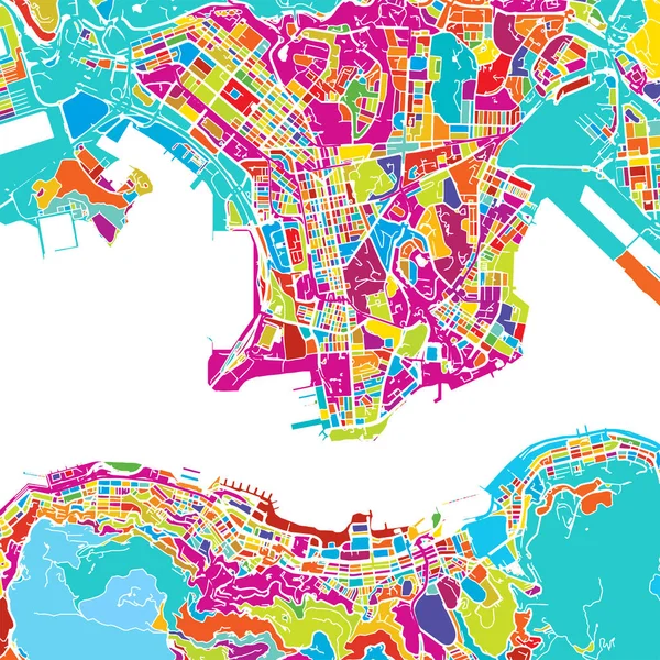 Hong Kong kleurrijke kaart — Stockvector