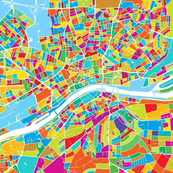 Mapa Frankfurt nad Mohanem, Německo, barevné vektorové — Stockový vektor