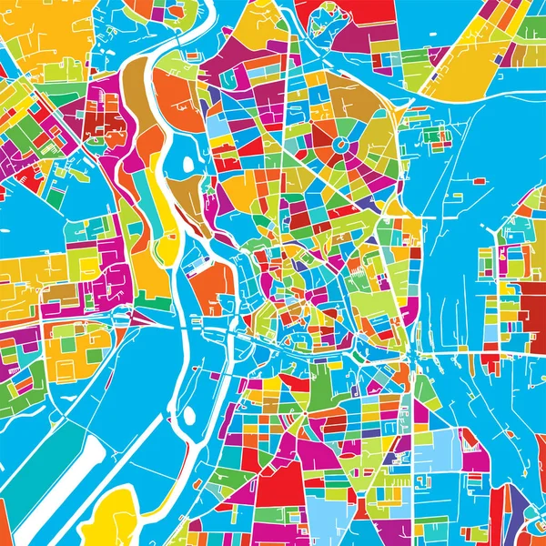 할리 Saale, 독일, 다채로운 벡터 지도 — 스톡 벡터