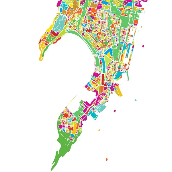 Mumbai, India, kleurrijke Vector kaart — Stockvector