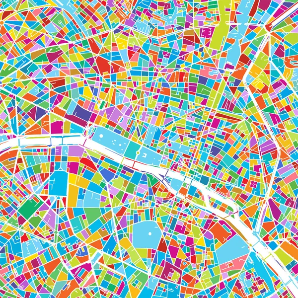 Παρίσι, Γαλλία, πολύχρωμο διάνυσμα Χάρτης — Διανυσματικό Αρχείο