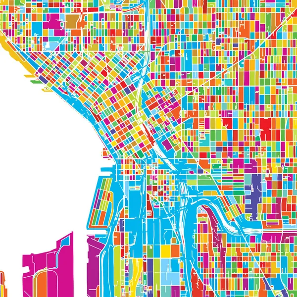 Seattle, Washington, EUA, Mapa vetorial colorido —  Vetores de Stock