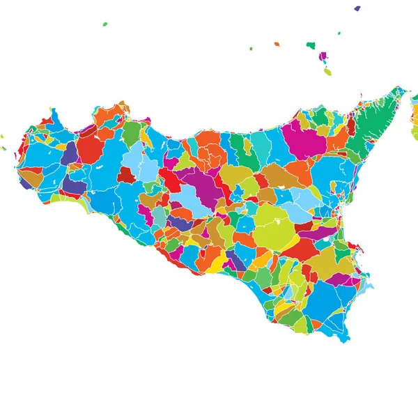 Sicilia Island, Itália, Mapa vetorial colorido —  Vetores de Stock