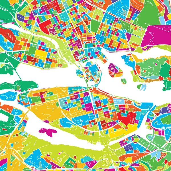 Estocolmo, Suécia, Mapa vetorial colorido — Vetor de Stock