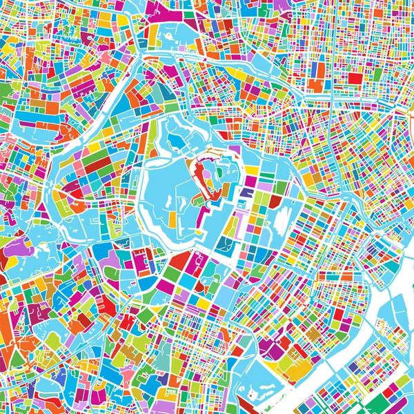 Tokyo, Japonya, renkli vektör harita — Stok Vektör
