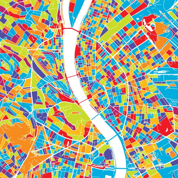 Budapest színes vektoros Térkép — Stock Vector