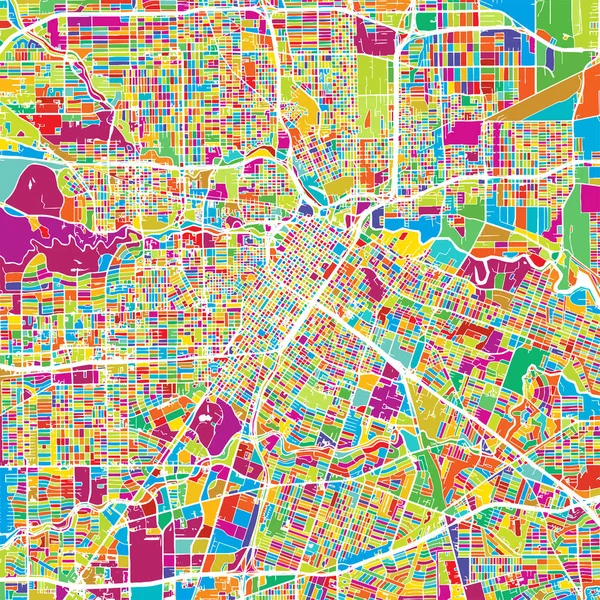 Houston Carte vectorielle colorée — Image vectorielle