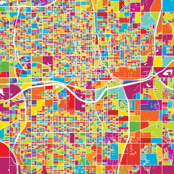 Oklahoma stadt bunte vektorkarte — Stockvektor