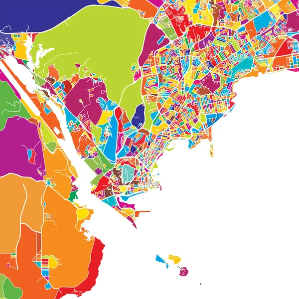 Panama City renkli harita — Stok Vektör
