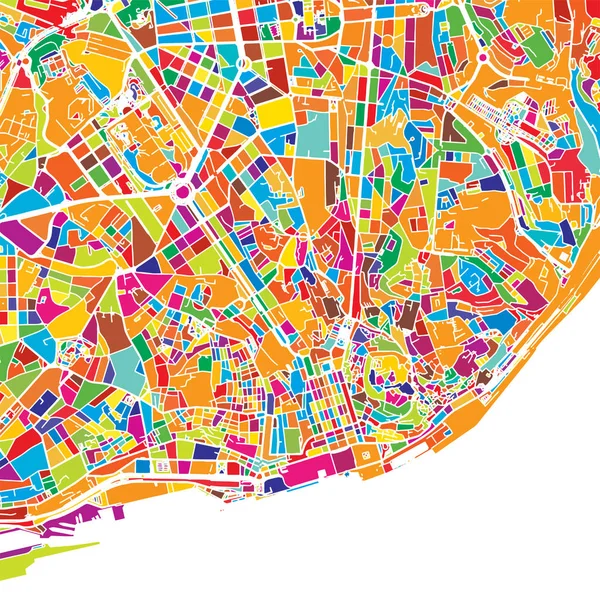 Lizbon renkli vektör harita — Stok Vektör