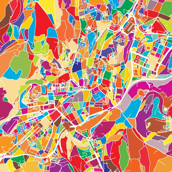 サンティアゴ ・ デ ・ コンポステーラ カラフルなベクトル地図 — ストックベクタ