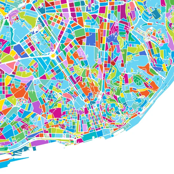 Lizbon alan renkli vektör harita — Stok Vektör