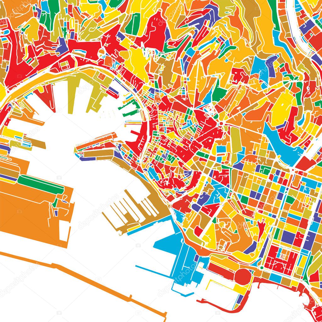 Genoa Colorful Vector Map