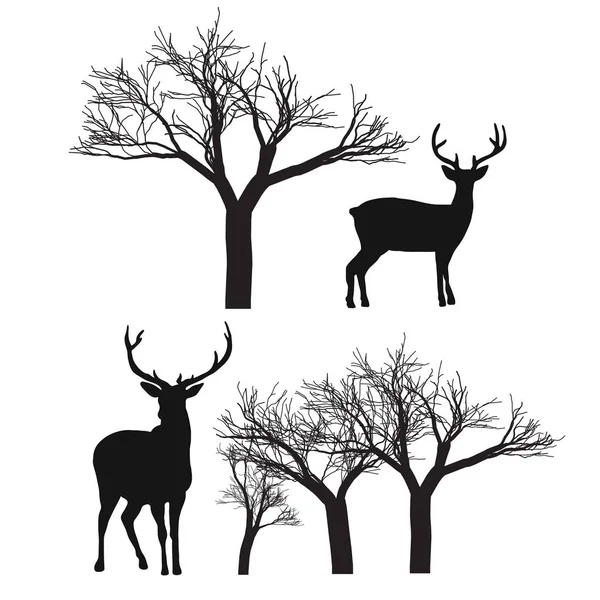 Reindeer and Trees isolated — Stock Vector