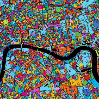 Londra renkli vektör harita üzerinde siyah