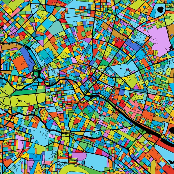 Berlin bunte Vektorkarte auf schwarz — Stockvektor
